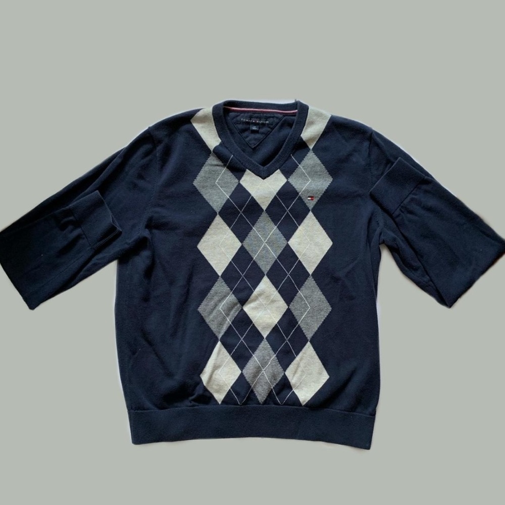 Tommy Hilfiger Navy Blue Argyle Sweater/ Sweatshirt 🌀